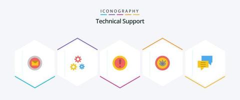 Technical Support 25 Flat icon pack including technical. service. service. eye. question vector