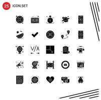 Group of 25 Modern Solid Glyphs Set for application science alarm school alert Editable Vector Design Elements