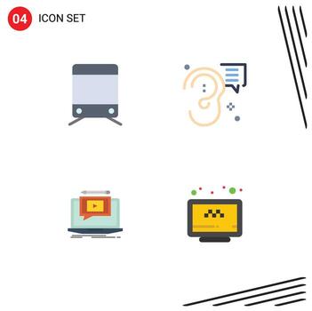 4 iconos planos vectoriales temáticos y símbolos editables de los elementos de diseño vectorial editables del tutorial de marketing de Buzz Player vector