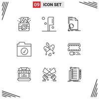 Pack of 9 creative Outlines of man selected analysis folder page Editable Vector Design Elements