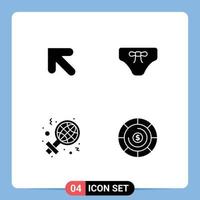 Set of 4 Commercial Solid Glyphs pack for arrow international underwear clothes sign Editable Vector Design Elements
