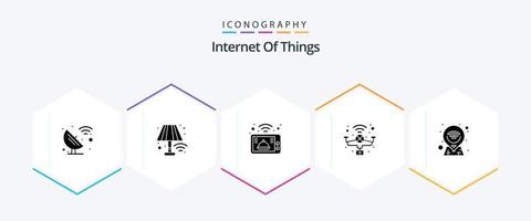 Internet Of Things 25 Glyph icon pack including pin. location. microwave. smart. iot vector