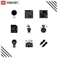 Solid Glyph Pack of 9 Universal Symbols of direction choose switch choice search Editable Vector Design Elements