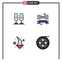 Universal Icon Symbols Group of 4 Modern Filledline Flat Colors of celebration arrow toasting tool direction Editable Vector Design Elements