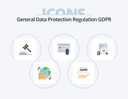 paquete de iconos planos gdpr 5 diseño de iconos. archivo. estado. aplicación. carpeta. legal vector