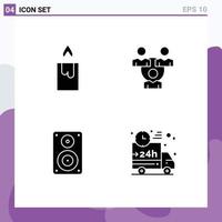 4 Universal Solid Glyph Signs Symbols of candle monitor meeting audio car Editable Vector Design Elements