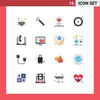 Set of 16 Modern UI Icons Symbols Signs for help communication flight player control Editable Pack of Creative Vector Design Elements