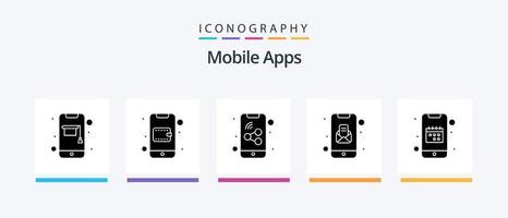 Mobile Apps Glyph 5 Icon Pack Including app. open message. wallet. mobile. app. Creative Icons Design vector