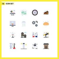 16 Universal Flat Color Signs Symbols of echography eco science tools biology building Editable Pack of Creative Vector Design Elements