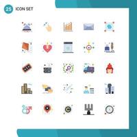 Pack of 25 Modern Flat Colors Signs and Symbols for Web Print Media such as chat trends touch statistics diagram Editable Vector Design Elements