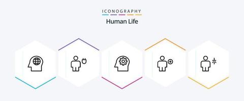 Human 25 Line icon pack including body. new. head. human. avatar vector