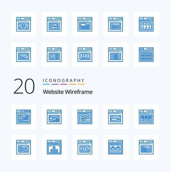 paquete de iconos de color azul de estructura metálica de 20 sitios web como página de sitio web sitio web internet web vector