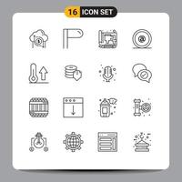 16 Universal Outline Signs Symbols of meteorology mail document id address Editable Vector Design Elements