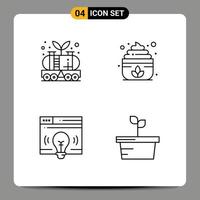 Set of 4 Modern UI Icons Symbols Signs for energy web power cream bulb Editable Vector Design Elements