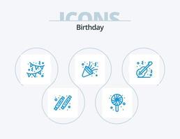 paquete de iconos azul de cumpleaños 5 diseño de iconos. instrumento. acústico. cumpleaños. fiesta. celebrar vector