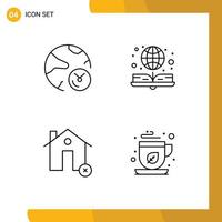 Set of 4 Modern UI Icons Symbols Signs for analysis buildings internet e book clear Editable Vector Design Elements