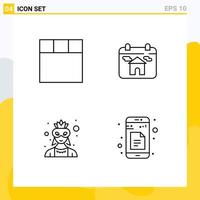 Modern Set of 4 Filledline Flat Colors Pictograph of grid costume real estate mask docs Editable Vector Design Elements