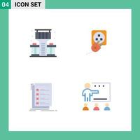 conjunto de 4 iconos planos vectoriales en la cuadrícula para elementos de diseño vectorial editables de la tarea del cable del enchufe de la lista de verificación de la ciudad vector