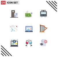 Universal Icon Symbols Group of 9 Modern Flat Colors of drink barista expense train railway Editable Vector Design Elements