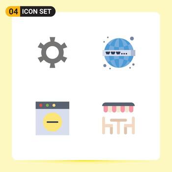 Group of 4 Modern Flat Icons Set for cog mac seo www dinner Editable Vector Design Elements
