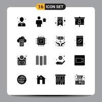 Set of 16 Modern UI Icons Symbols Signs for seo marketing house finance tag Editable Vector Design Elements