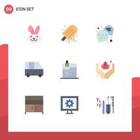 Stock Vector Icon Pack of 9 Line Signs and Symbols for technology data rank business minibus Editable Vector Design Elements