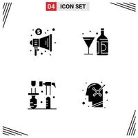 Universal Icon Symbols Group of 4 Modern Solid Glyphs of advertising construction trade american screwdriver Editable Vector Design Elements