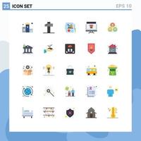 Universal Icon Symbols Group of 25 Modern Flat Colors of staff online chart marketplace computer Editable Vector Design Elements