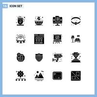 Set of 16 Commercial Solid Glyphs pack for women happy page day jewelry Editable Vector Design Elements