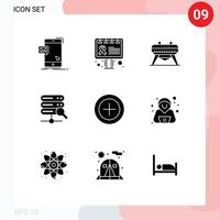 Mobile Interface Solid Glyph Set of 9 Pictograms of payments finance sign search web Editable Vector Design Elements