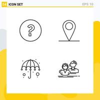 Line Pack of 4 Universal Symbols of circle rain global world student Editable Vector Design Elements