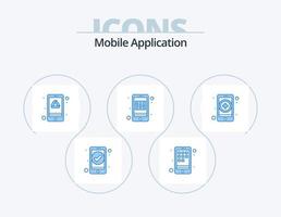 Mobile Application Blue Icon Pack 5 Icon Design. health. drive. control. app vector