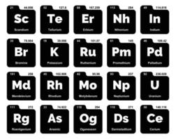 20 Preiodic table of the elements Icon Pack Design vector