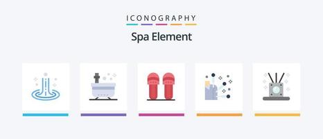 paquete de iconos spa element flat 5 que incluye relajación. elemento. yoga. spa. zapatilla. diseño de iconos creativos vector