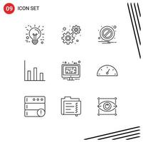 Universal Icon Symbols Group of 9 Modern Outlines of plan design notification blue moderate Editable Vector Design Elements