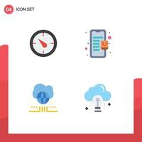 4 Flat Icon concept for Websites Mobile and Apps stopwatch network bag online store cloud Editable Vector Design Elements