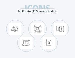 Paquete de iconos de línea de comunicación e impresión 3d 5 diseño de iconos. archivo. 3d. ajustes. web. neto vector