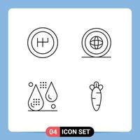 Set of 4 Modern UI Icons Symbols Signs for gearshift drops global location form Editable Vector Design Elements