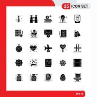 Solid Glyph Pack of 25 Universal Symbols of contact science budget solution bulb Editable Vector Design Elements