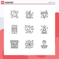 Outline Pack of 9 Universal Symbols of carnival payment design online bank Editable Vector Design Elements