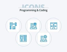 Programming And Coding Blue Icon Pack 5 Icon Design. code. app. development. programming. development vector