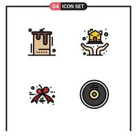 Set of 4 Modern UI Icons Symbols Signs for birthday discount party home loan black friday tag Editable Vector Design Elements