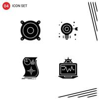 Universal Icon Symbols Group of 4 Modern Solid Glyphs of devices relationship bulb web responsive Editable Vector Design Elements