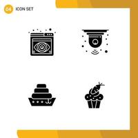 4 Creative Icons Modern Signs and Symbols of eye liner browser closed cake Editable Vector Design Elements