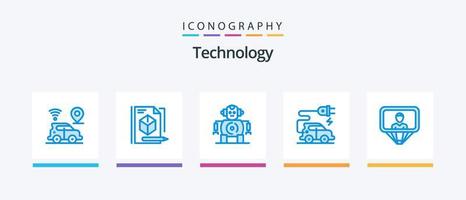 Technology Blue 5 Icon Pack Including login. profile. cnc. user. electric car. Creative Icons Design vector