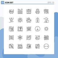 Set of 25 Modern UI Icons Symbols Signs for up income city finance business Editable Vector Design Elements