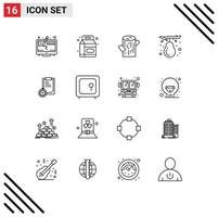 16 Thematic Vector Outlines and Editable Symbols of planning deadline log pear fall Editable Vector Design Elements