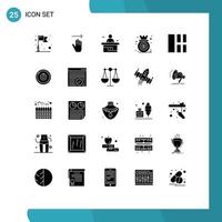 User Interface Pack of 25 Basic Solid Glyphs of collage graph desk diagram analysis Editable Vector Design Elements