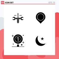 Group of 4 Solid Glyphs Signs and Symbols for cloud chemical toolings marker laboratory Editable Vector Design Elements