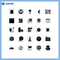 User Interface Pack of 25 Basic Solid Glyphs of cupboard left search backword arrow Editable Vector Design Elements